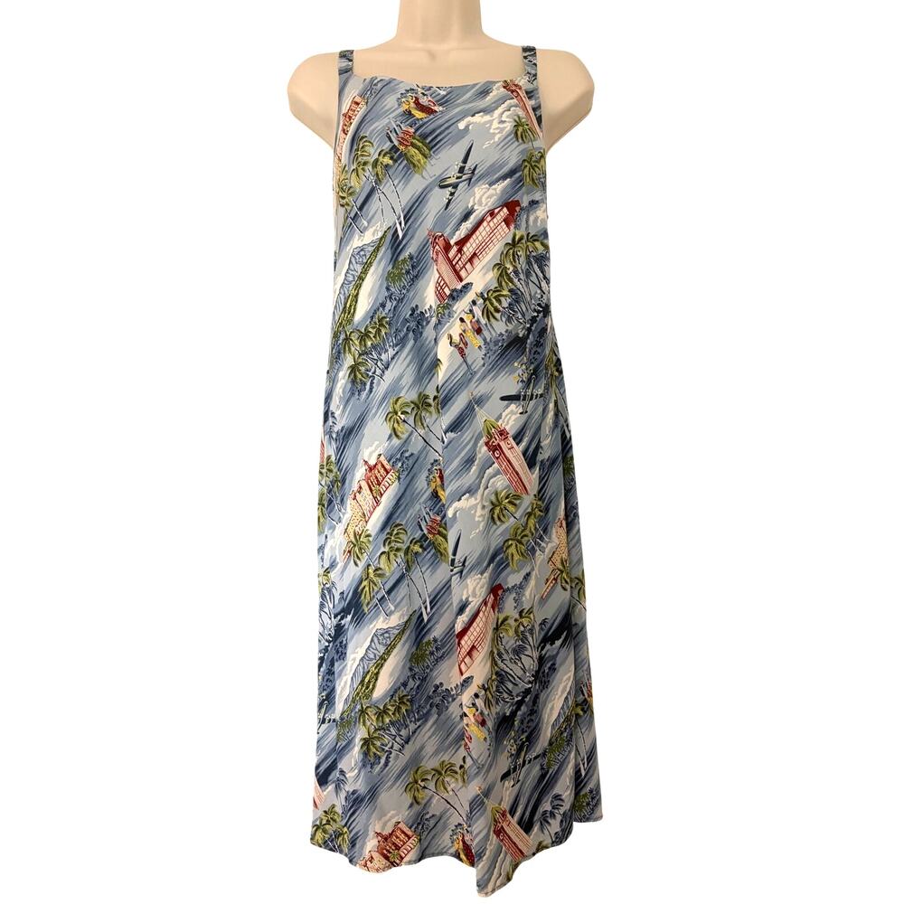 Vintage Hawaiian Slip Dress Size M Made in Hawaii Novelty Print Tropical Ease